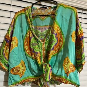 Zara women’s multicolor tie crop top - size L